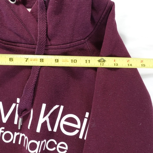 Calvin Klein Performance Maroon Wine Purple Hoodie Kangaroo Pocket Sweater - Picture 10 of 13
